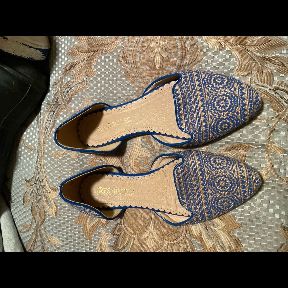 Blue and tan flat